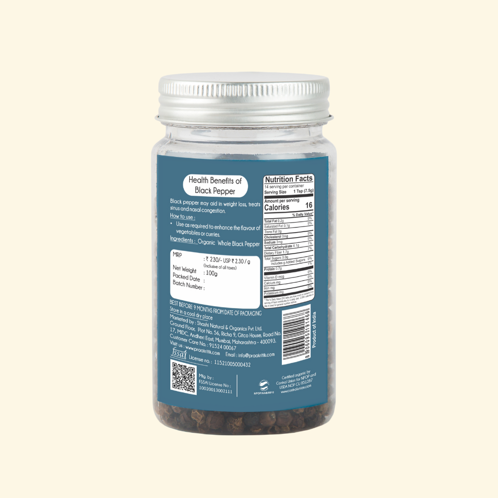 Black Pepper Whole - Organic