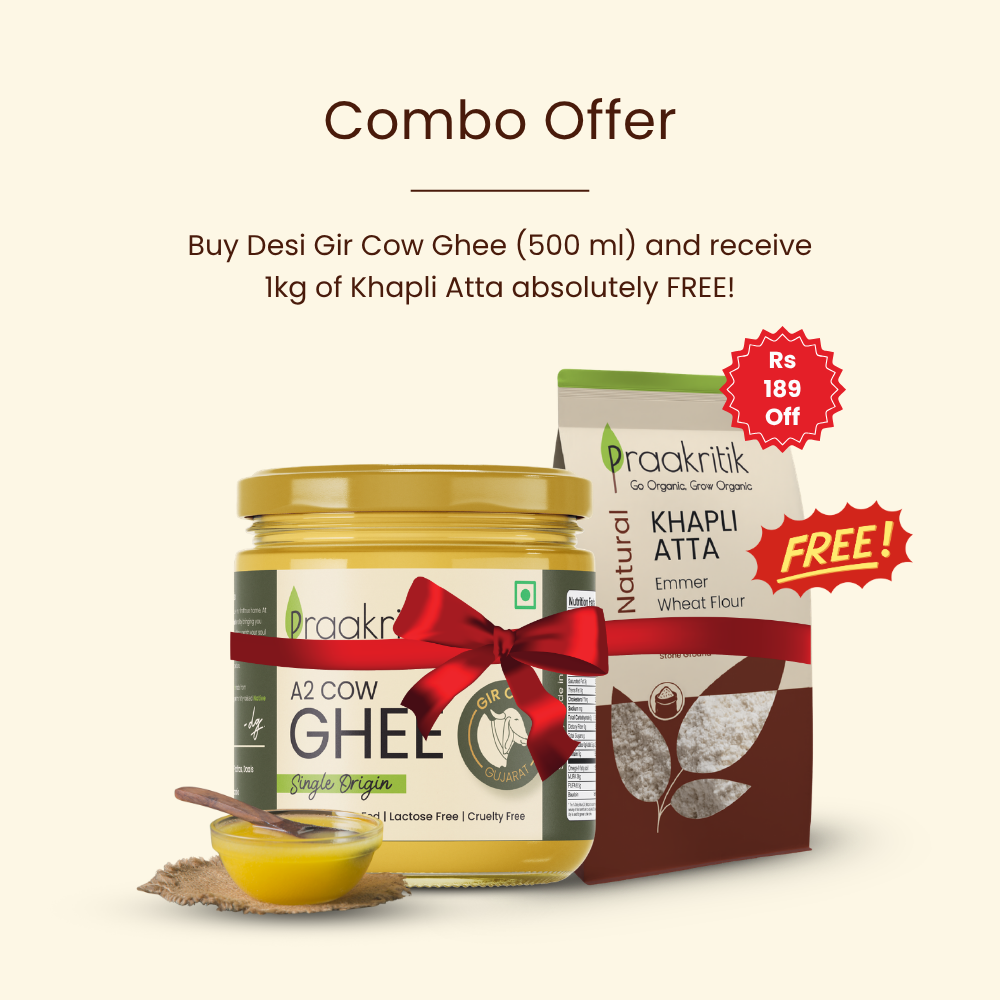 Desi Gir Cow Ghee 500 ml + Khapli Atta Free