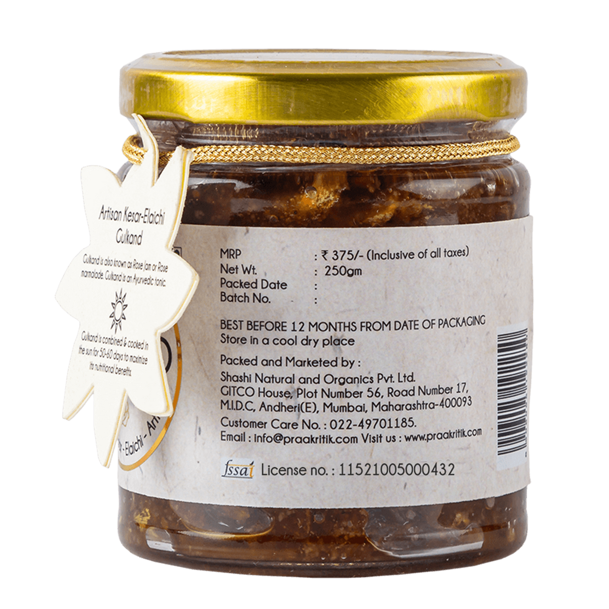 Gulkand Kesar Elaichi Artisan - Natural